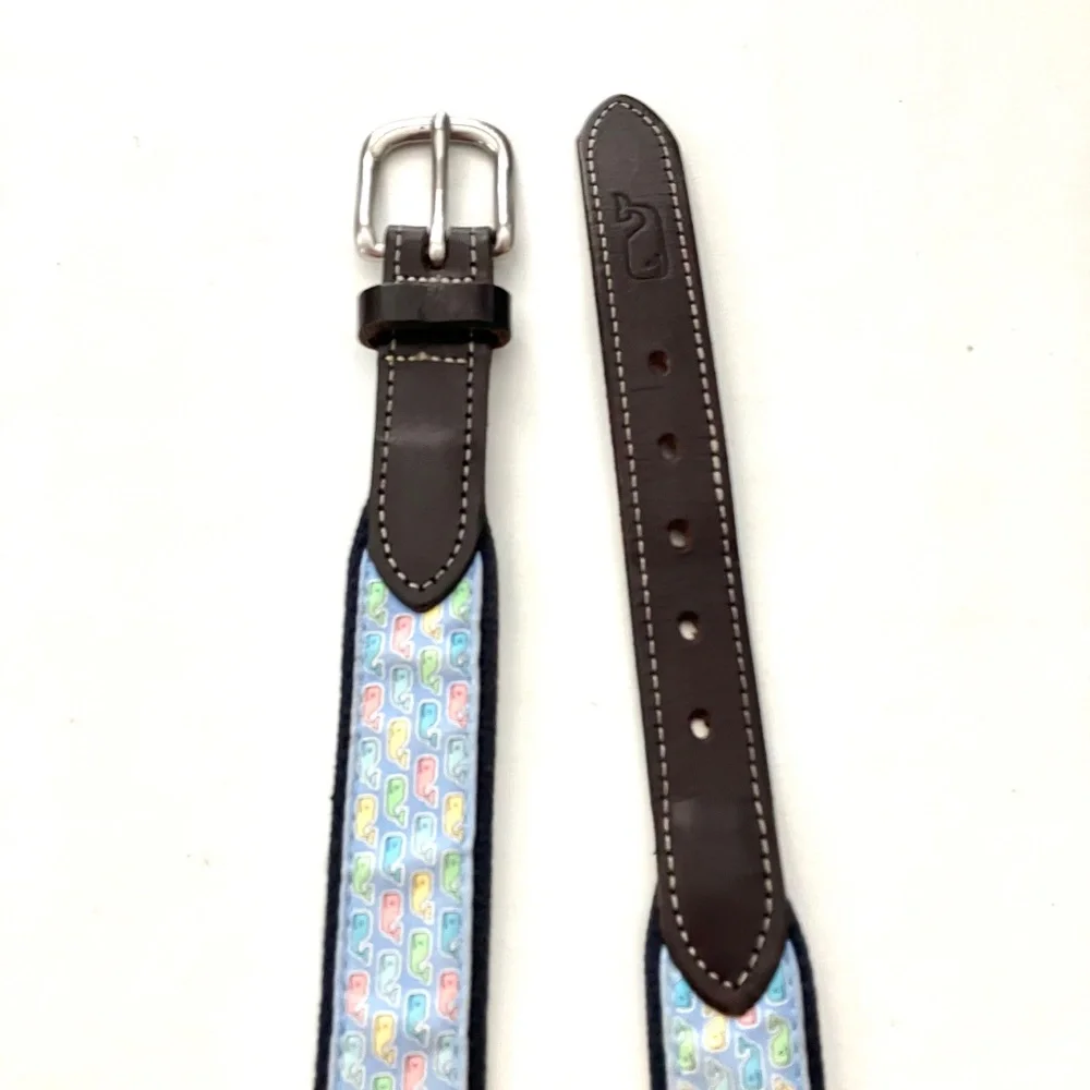 Vineyard Vines Bungee Belt Pastel Whale SIZE 28 Boys' Classic Whale Canvas Belt